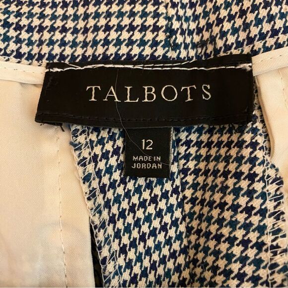 Talbots Houndstooth Dress Pants Womens Size 12 Side Pockets Button Detail - Picture 4 of 6